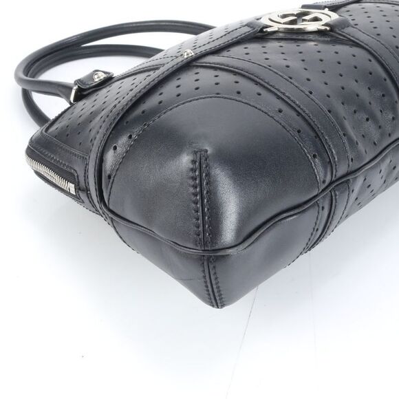 Gucci Interlocking G Punching 114887 Leather Tote Bag Shoulder Black A4 Ladies - Picture 4 of 9